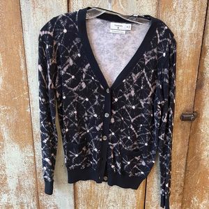 Thakoon Womens Black Cream Floral All Seasons Cardigan Size Medium